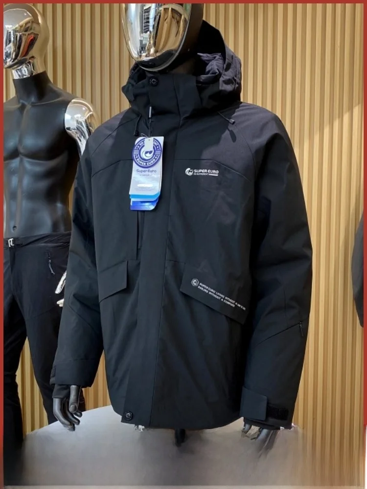 جايت قطني دافئ للرجال شتوي مضاد للبرد، حامل شبابي مناسب بسحاب مزخرف، معطف طويل بغطاء للرأس