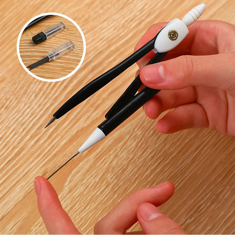 Metal Compass Professional Math Geometry with Pencil Pattern School Students Drafting Draw Circle Supplies Stationery Set