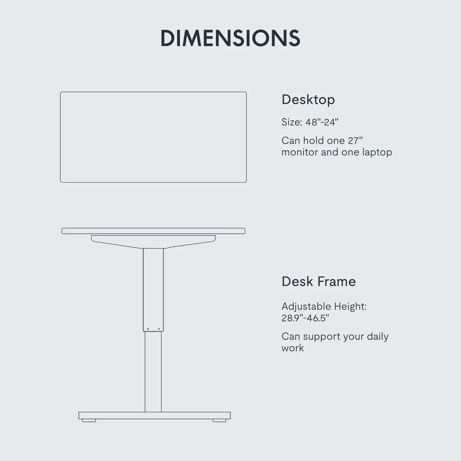 48 x 24 Inches Solid Desktop Height Adjustable Desk, Electric Sit Stand Up Desk Home Office Desks (White Frame + White Desktop)