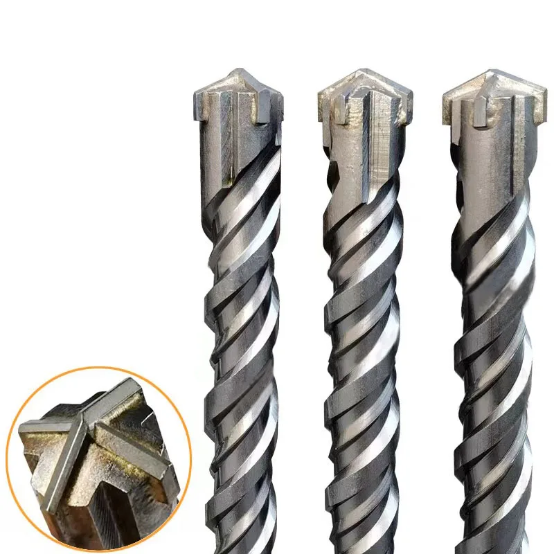 8-32mm Concrete Drill Bit 350mm Length Cross SDS Plus Slot Masonry Hammer Impact Drill Bit for Drilling Hole in Walls and Stones