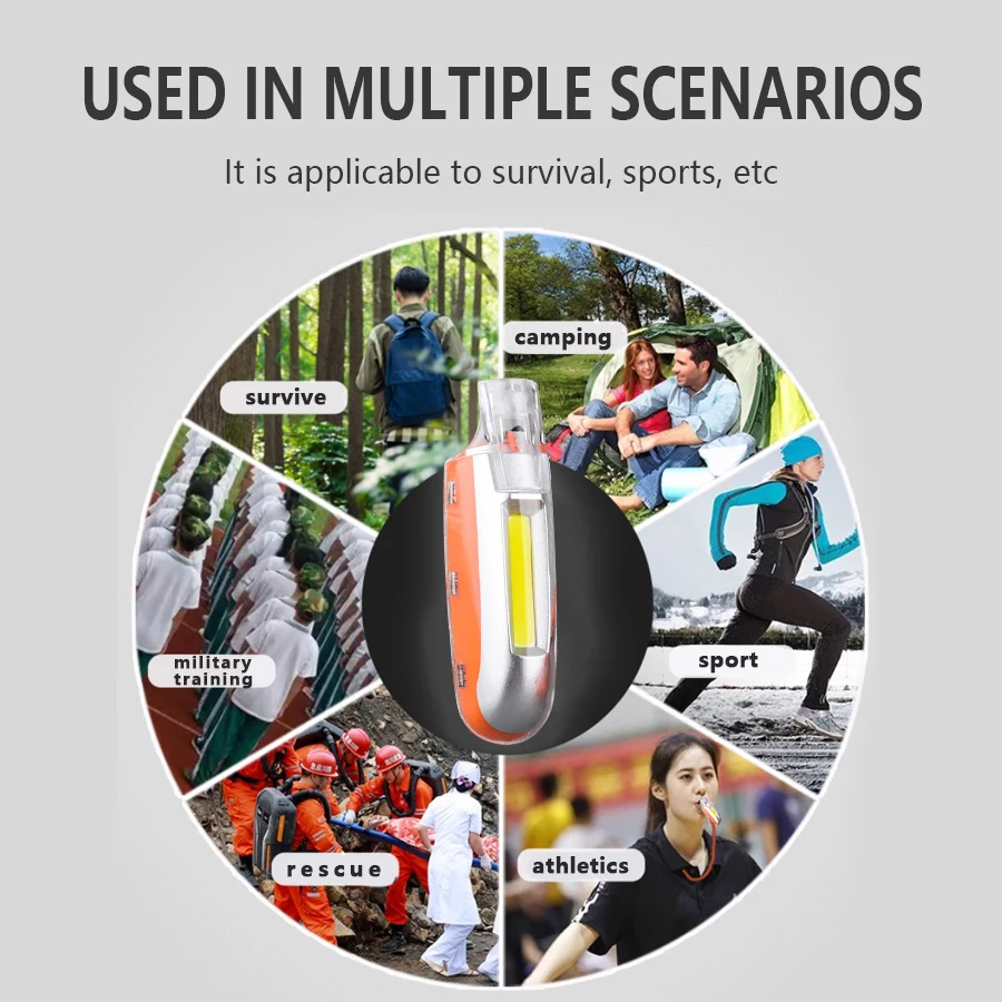 مصغرة LED صافرة ضوء USB قابلة للشحن التخييم المفاتيح ضوء 3 طرق الإضاءة مصباح يدوي في الهواء الطلق شعلة الطوارئ مع الحبل