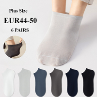 6 Pairs Plus Size Men Ankle Socks High Quality Cotton Summer Socks Low Cut Sports Short Socks Boys Black White