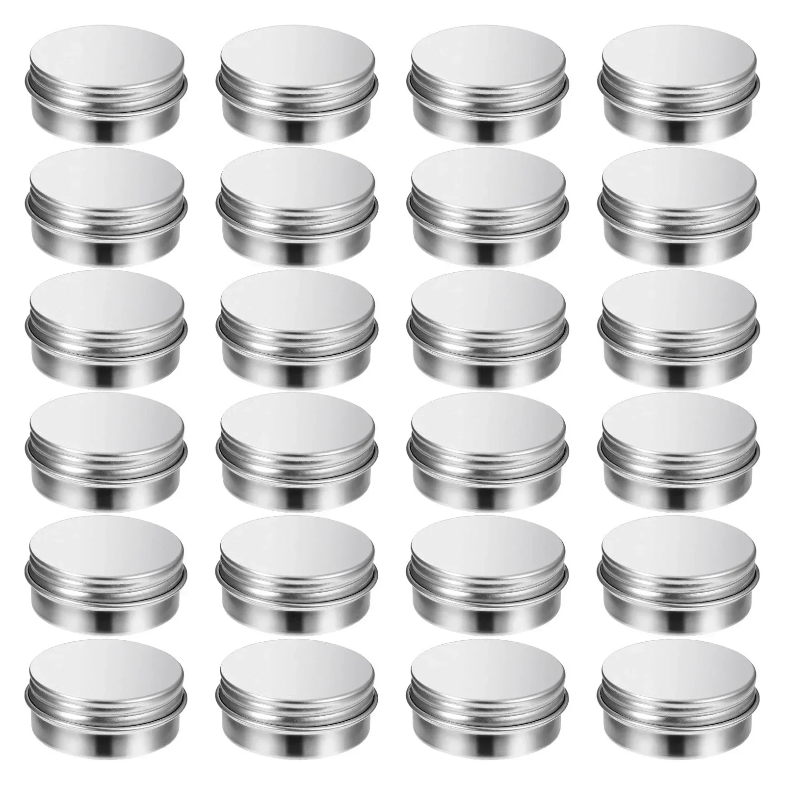 

5pcs 5g - 100g Empty Silver Aluminum Tins Cans Screw Top Round Candle Spice Tins Cans with Screw Lid Containers