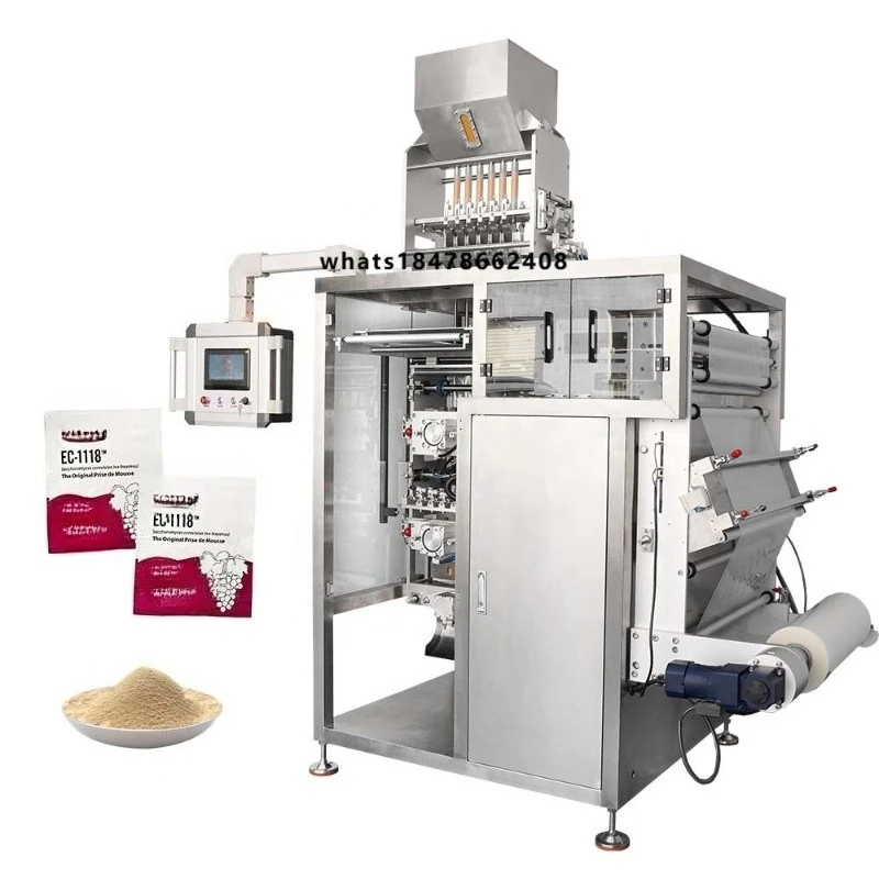 Automatic Multi Lanes 4 Side Sealing Filling Slitting Gluing Motor Bag 5g 10g Pouch Granule Hotel Sugar Sachet Packing Machine