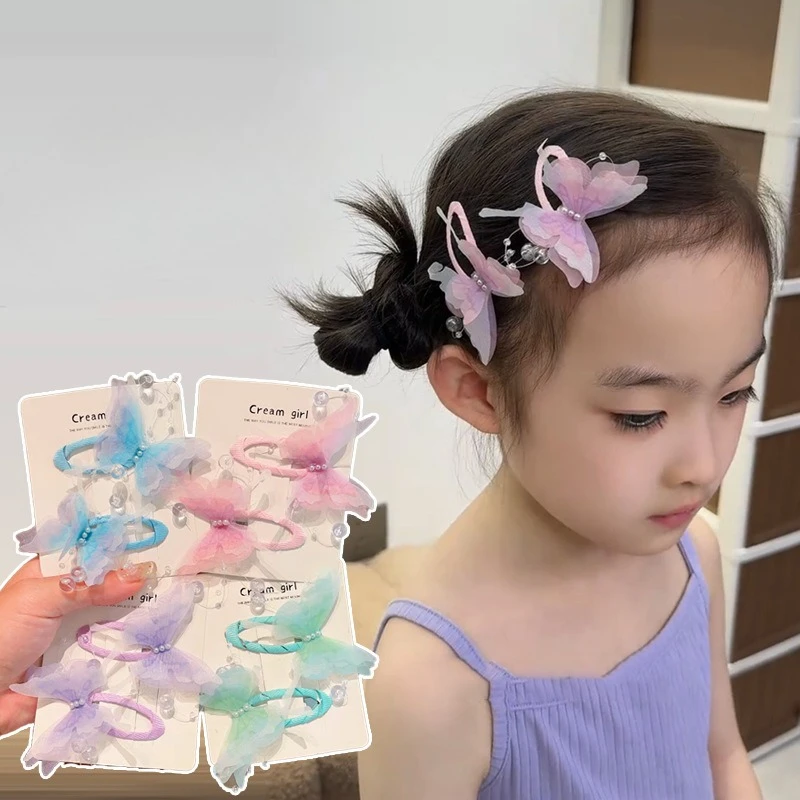 2Pcs/Set Children's Beautiful Gradient Butterfly BB Hair Clips Butterfly Wings Princess Hairs Accessories Girl Not Hurt Hairpins