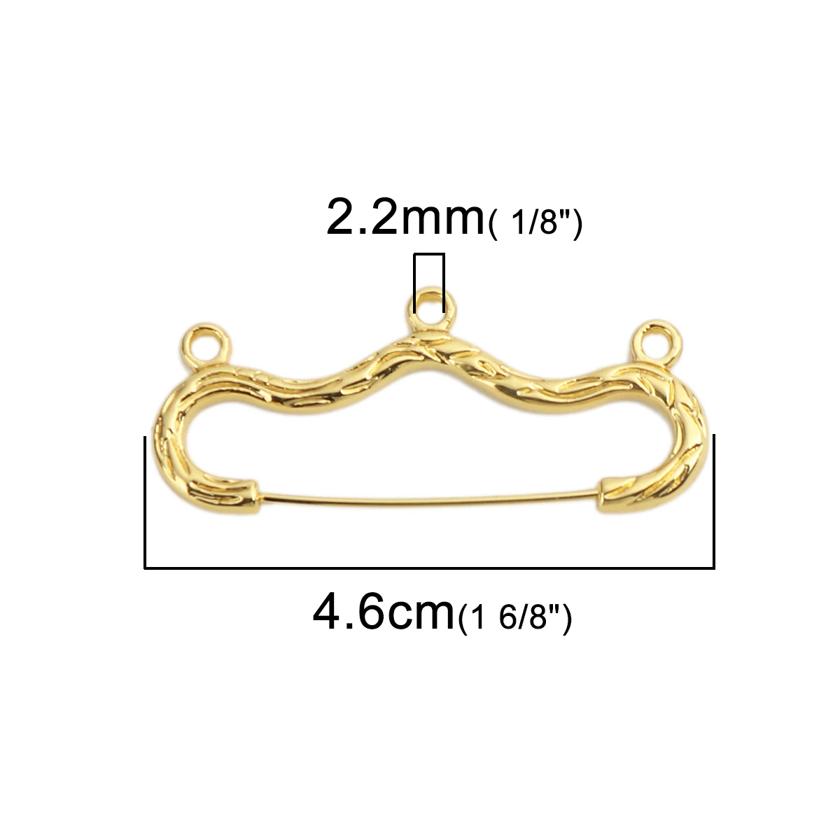 DoreenBeads Handmade Pin Brooches Findings Hanger Gold Color Metal Stripe W/ Loop DIY Making Jewelry Gifts 4.6cm x 2cm,10PCs