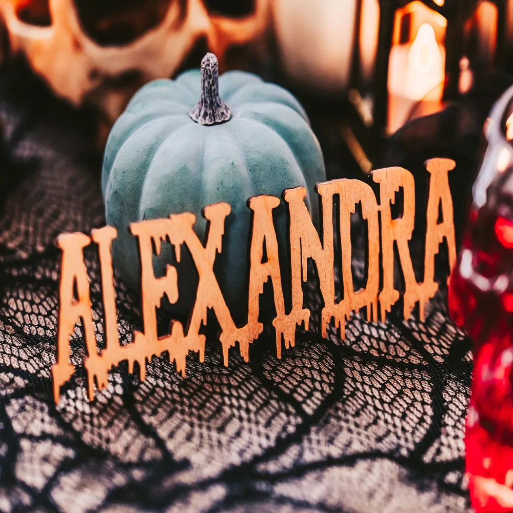 

Personalized Halloween Wedding Party Laser Cut Name Place Cards, Arrangement Decoration, Favors For Halloween,Horror Atmosphere