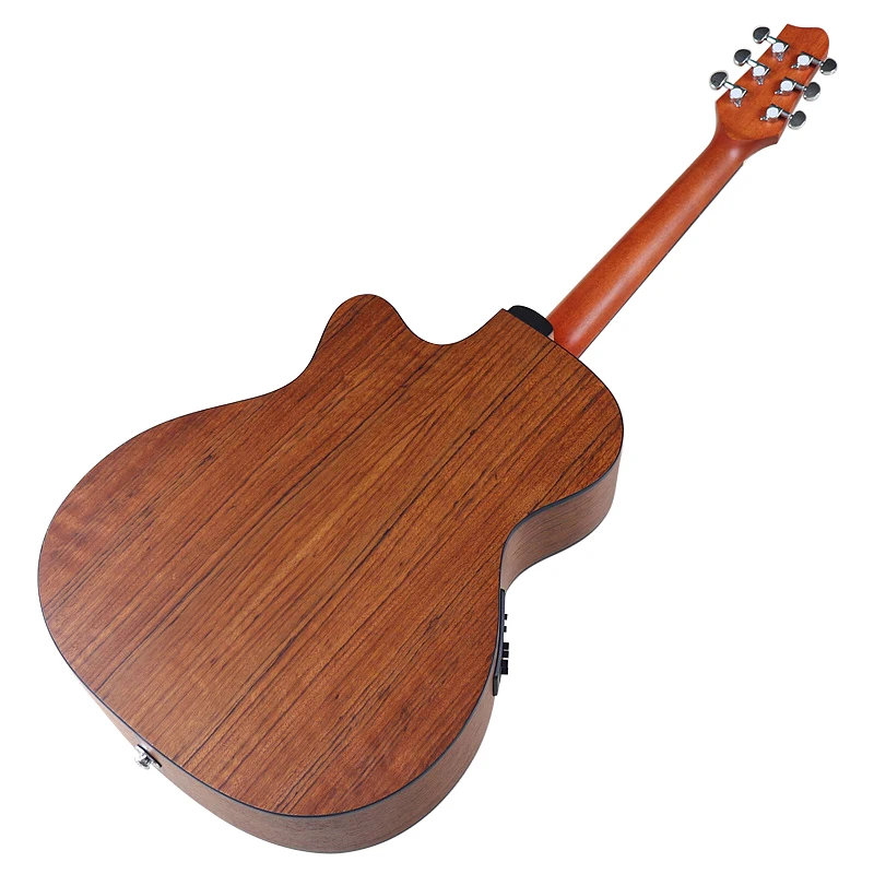 40 Inch Electric Acoustic Guitar Hickory Wood Body Flower Pattern Unique Sound Hole Folk Guitar Matte 6 Strings Wood Guitar