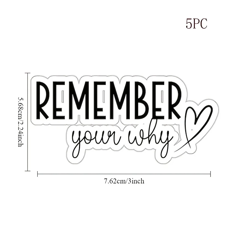 1PC Remember Your Why Sticker Motivational Quote Heart Vinyl Decal Car Laptop Luggage Skateboard Waterproof Decor