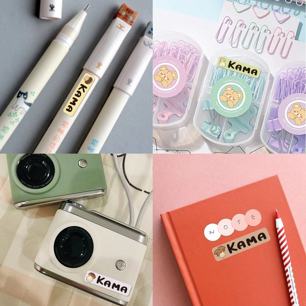 Custom mushroom Name Sticker,Transparent Waterproof Sticker for Kids,diy Name Labels for School Bag Bottles Pen Box Uniform