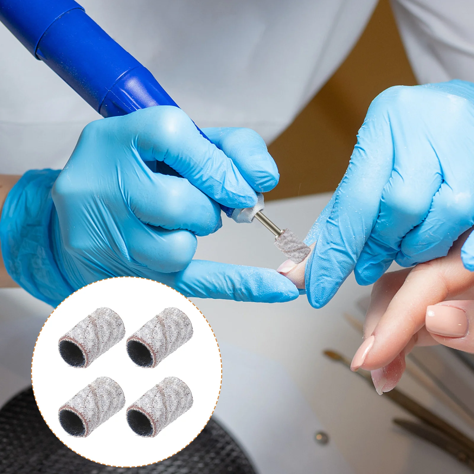 100 قطعة من أربطة صنفرة الأظافر 180 # ملمع طحن الأظافر الأبيض لمزيل طلاء الأظافر الاصطناعية الطبيعية والباديكير #1