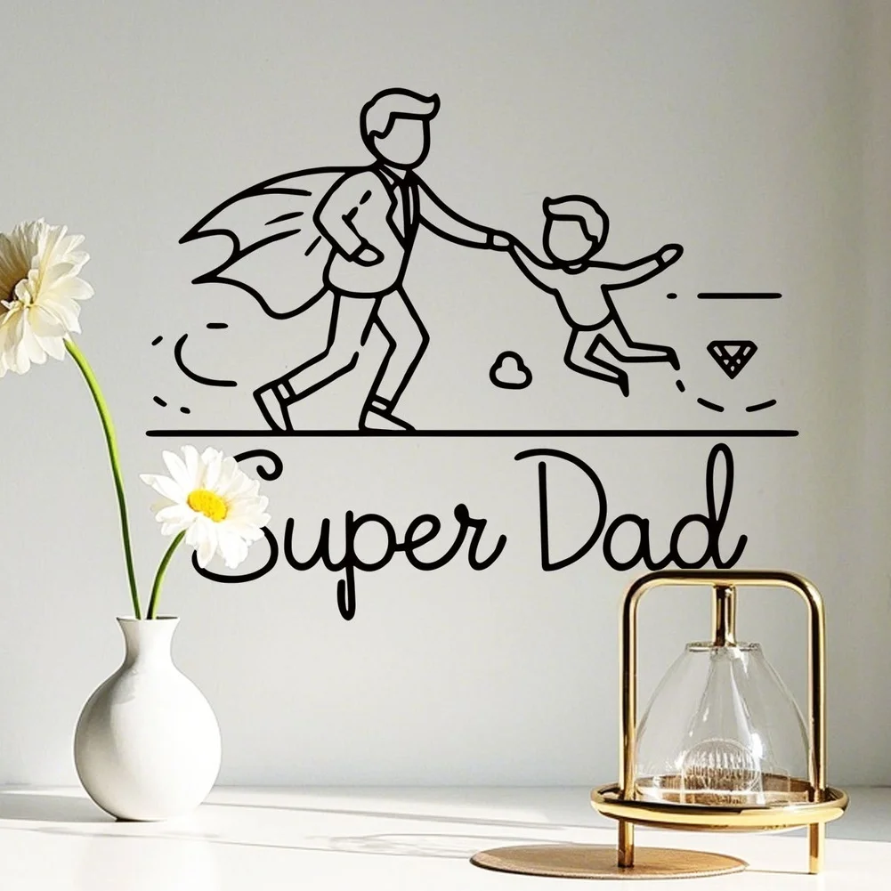 PVC Dad Wall Sticker for Living Room Bedroom Office Study Decorative Home Accent Superhero Theme Father Day PVC