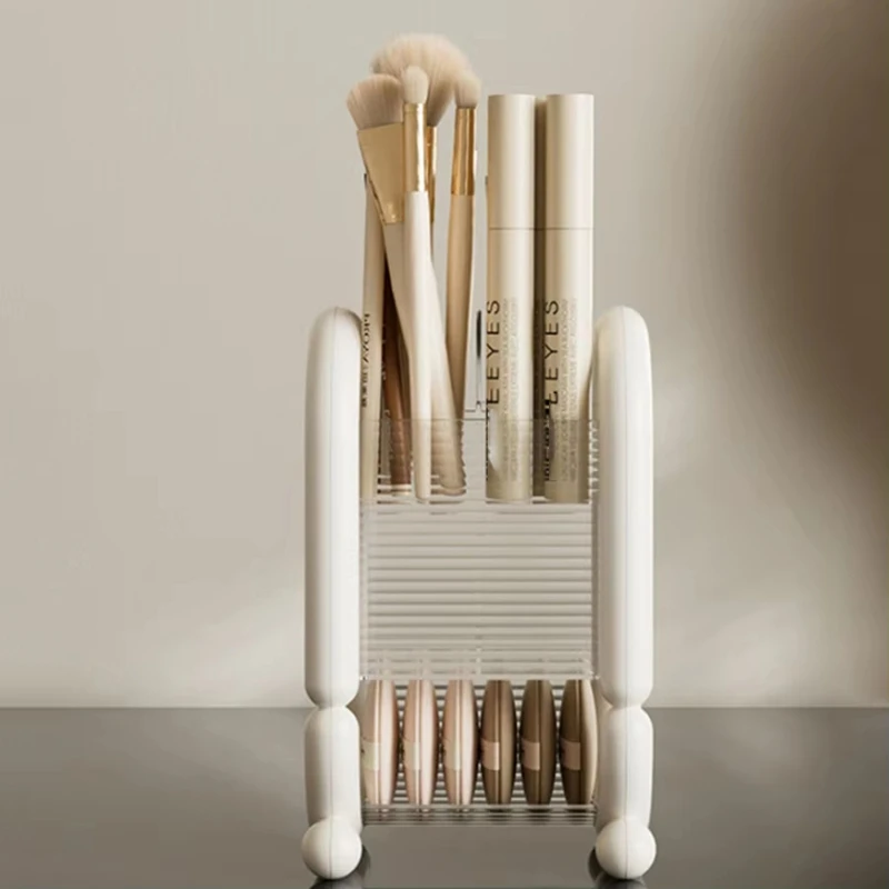 ABWR-Tempat Kuas Rias Akrilik, Kotak Penyimpanan Lipstik & Kosmetik Transparan, Organizer Meja untuk Alat Rias