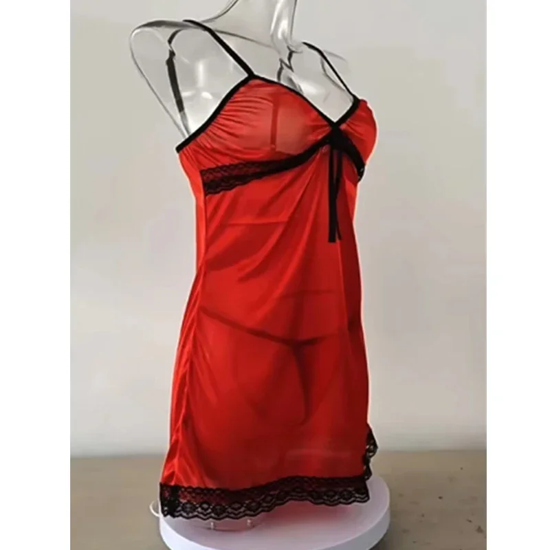 ผู้หญิงชุดนอนเซ็กซี่ Nightdress ลูกไม้ผ้าไหมซาตินชุดราตรีแขนกุด Nightwear V คอ Nightgown PLUS ขนาดชุดนอน