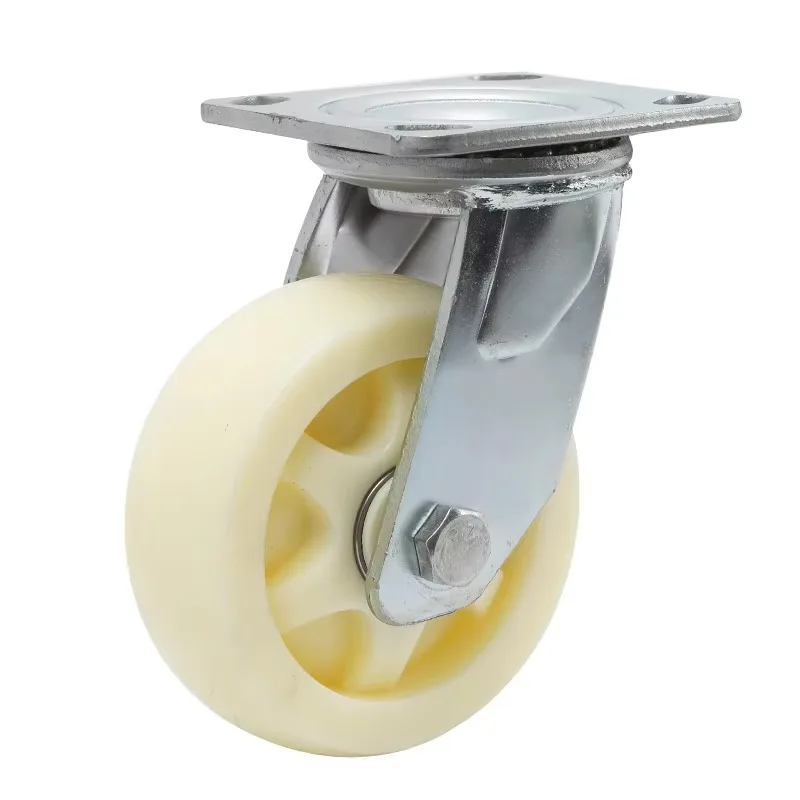 

Thickened white nylon universal wheel 4/5/68 inch flat trolley caster industrial double bearing pulley hardware products