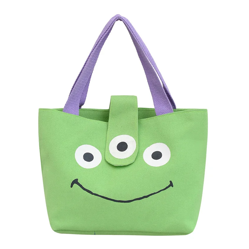

Disney Alien Print Canvas Shoulder Bag Green Cartoon Japanese Style Casual Daily Crossbody Bag for Women
