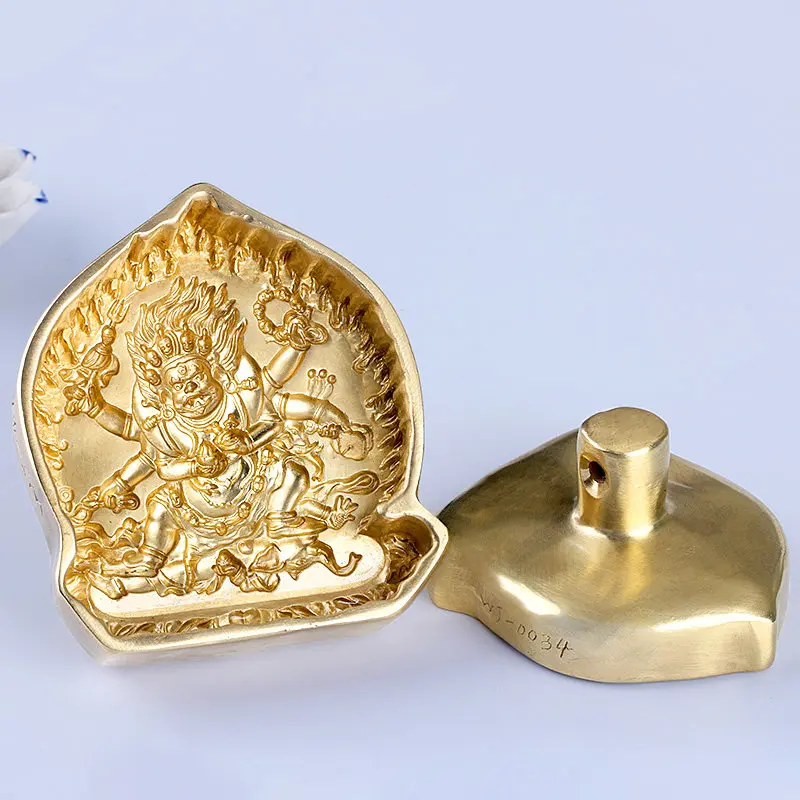 Brass Six Armed Black Mahakala Tsa Tsa Mold Large Buddhist Figure for Clay Crafts, Religious Handicraft Accessory