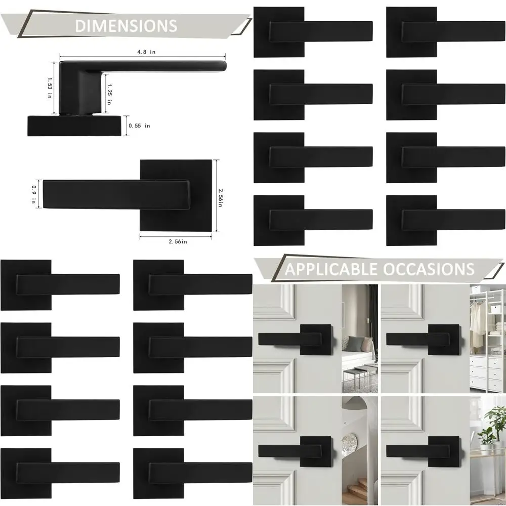 

Matte Black Dummy Door Handles, 8-Pack, Interior Door Levers, Non-Turning, Single Side Hardware