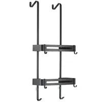 Black Hanging Bath Shelves Bathroom Shelf Organizer Nail-free Shampoo Holder Storage Shelf Rack Bathroom Basket Holder