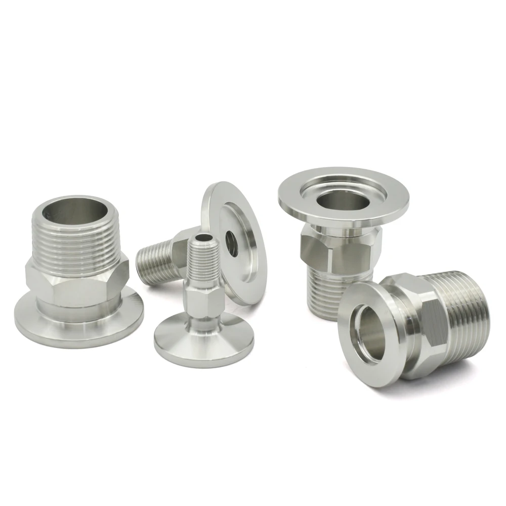 KF16 KF25 KF40 KF50 Vacuum Flange Hex Joint Adapter 304 Stainless Steel BSP External Thread 1/8 