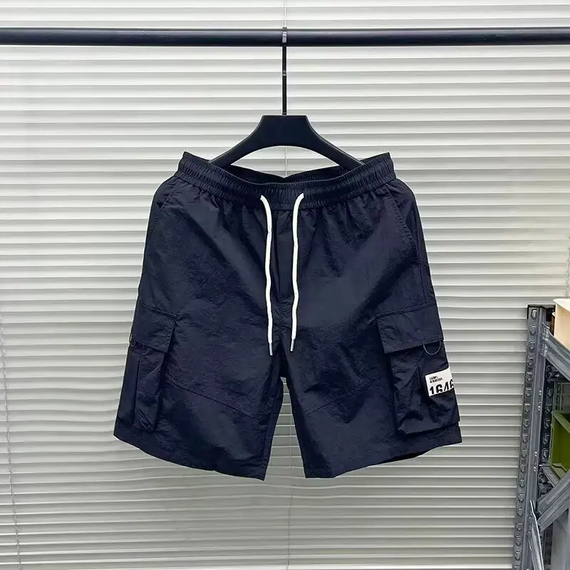 

Летние модные короткие шорты для мужчин, спортивные тонкие шорты-бермуды, повседневные шорты с высокой талией из полиэфирного волокна, микроэластичные, стандартного кроя