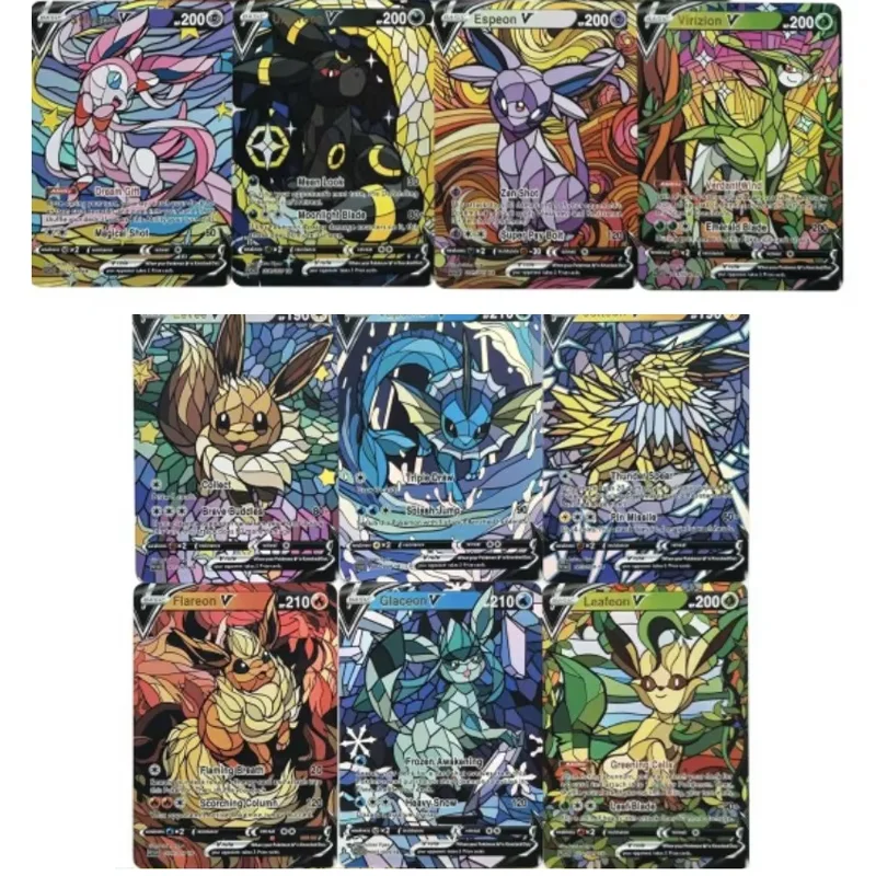 10-pcs-set-diy-pokemon-eevee-auto-controle-coletar-assinatura-negociacao-cartao-flash-anime-presente-refracao-cor-flash-dos-desenhos-animados