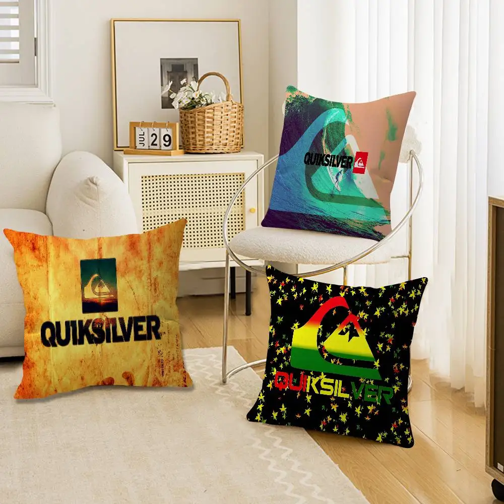 vintage famous Q-QuiksilverS LOGO Pillowcase toon Gift Cushion Cover Bedroom Home Sofa Chair Seat Decor pillow case
