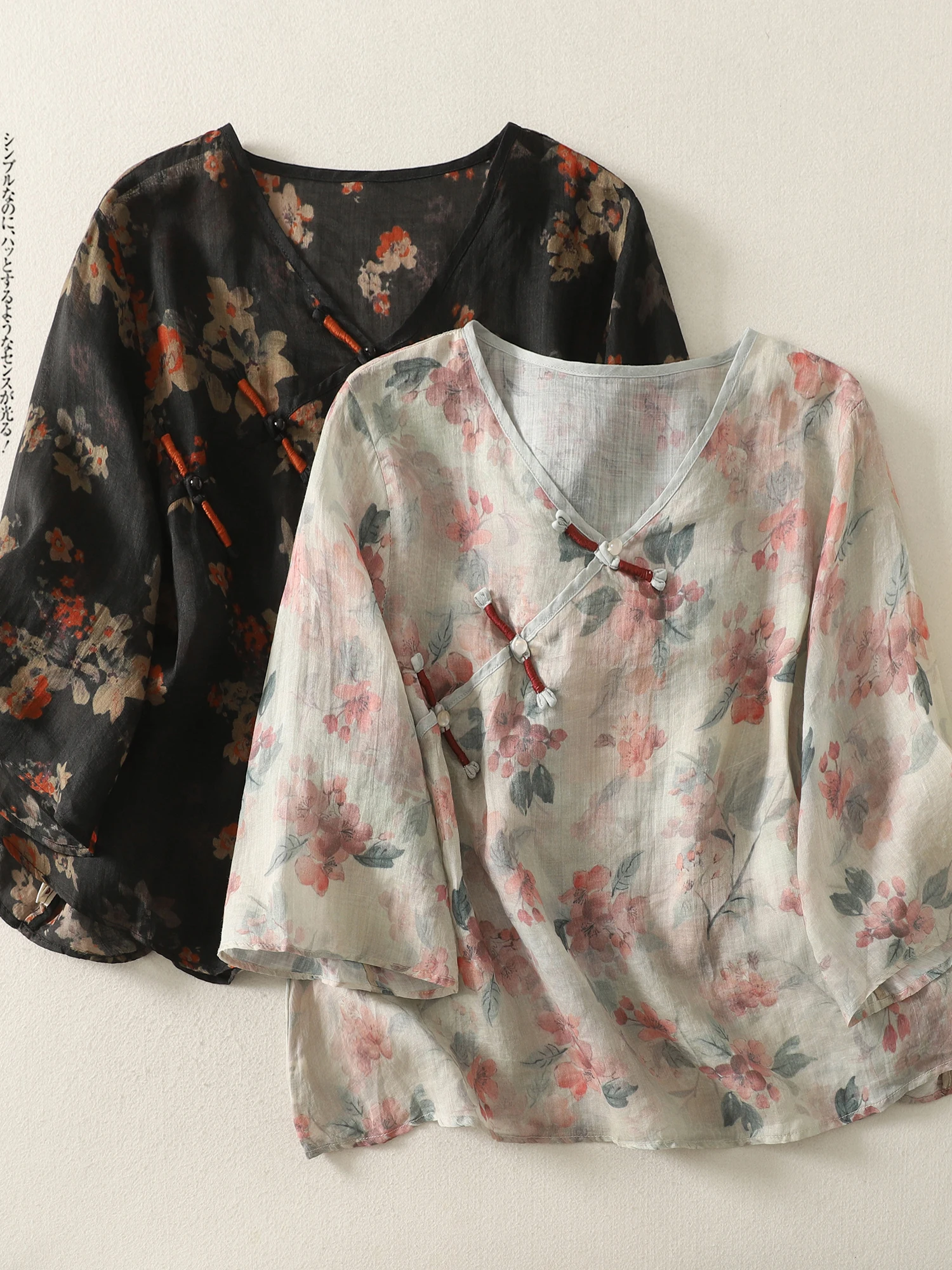 

Летняя хлопковая рубашка большого размера для женщин с цифровым принтом, V-образным вырезом, на пуговицах, свободного кроя, повседневная, с цветочным узором