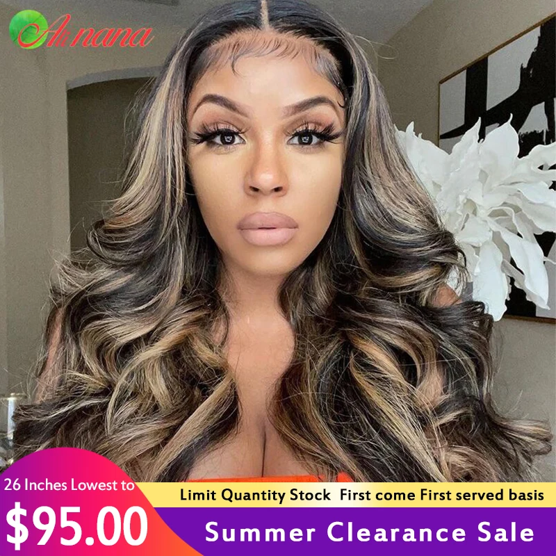 

Bralizian Human Hair Wigs Highlights Blonde Colored Body Wave 13x4x1 Lace T Part Wig 2022 Summer Clearance Sale!Limit Quantity