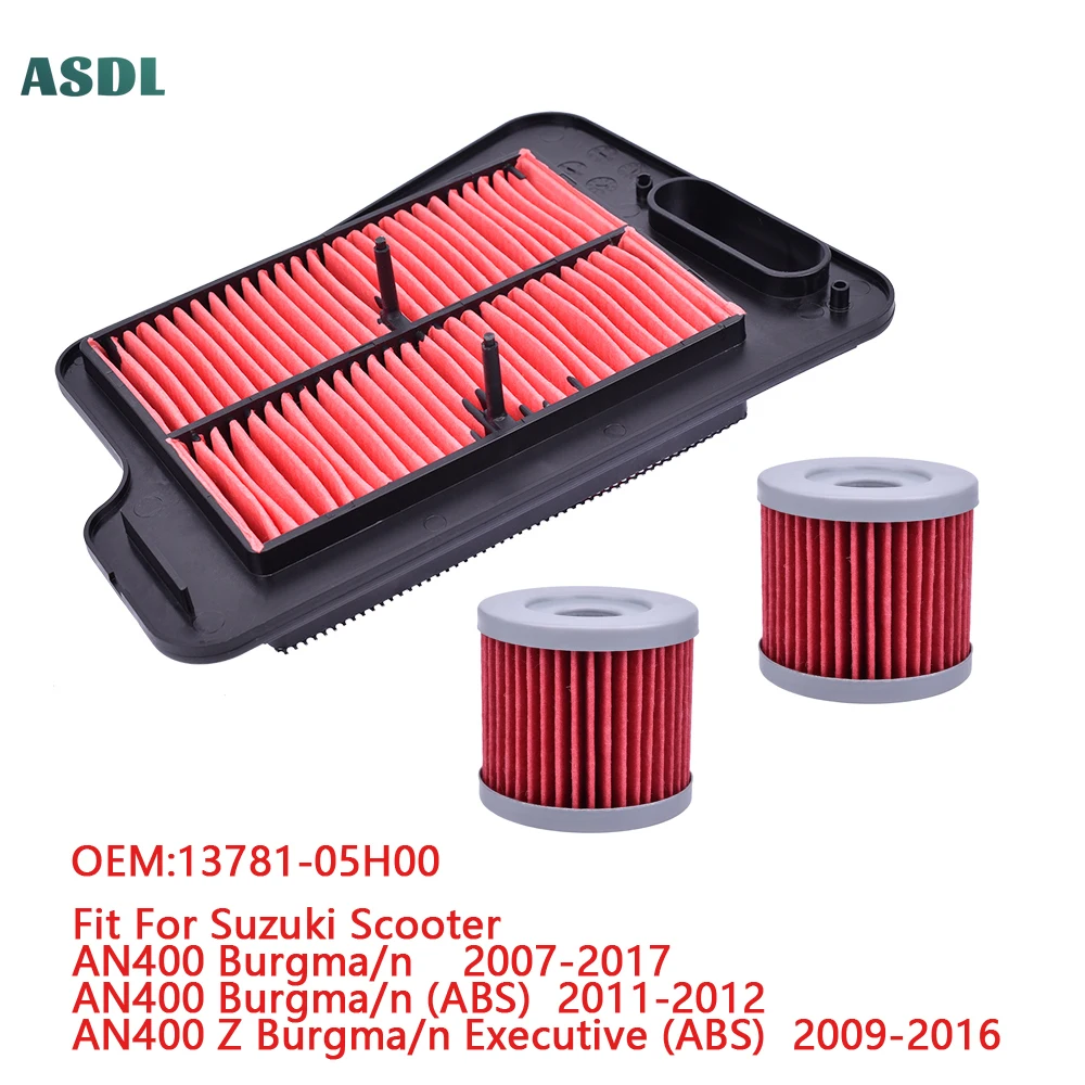 

Motorcycle Air Filter Oil Filter For Suzuki Scooter AN400 Burgma/n 2007-2017 AN 400 Z Burgma/n Executive ABS 2009-2016 3401 131
