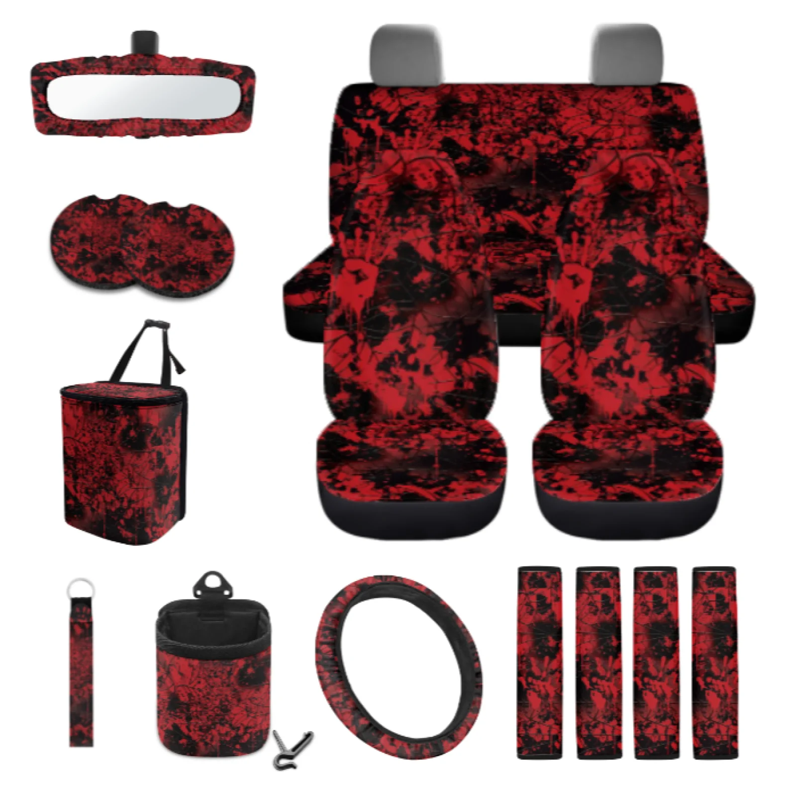 Coloranimal Halloween Theme 15pc with All-in-One Auto Seat Belt Cover and Key Pendant for Automotive