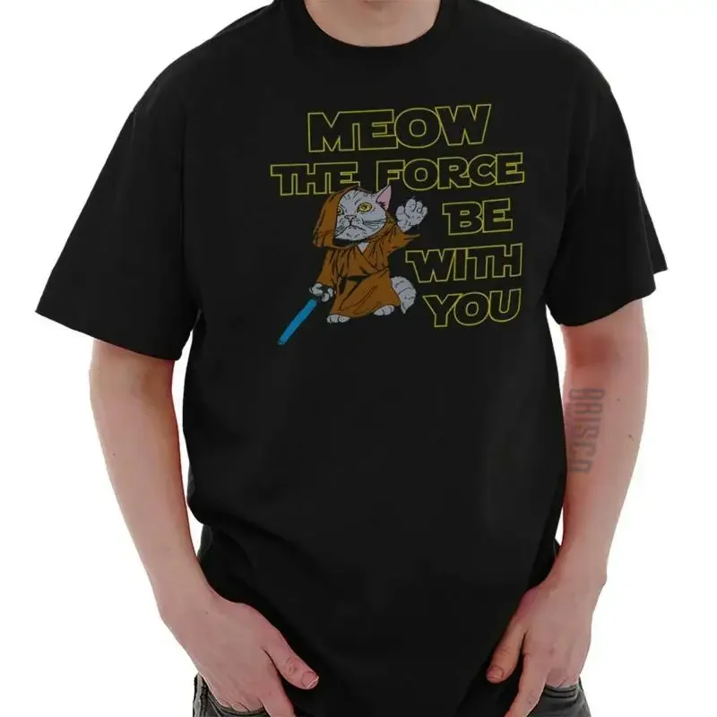 Cat Space Movie Meow The Force Be With You Womens or Mens Crewneck T Shirt Tee