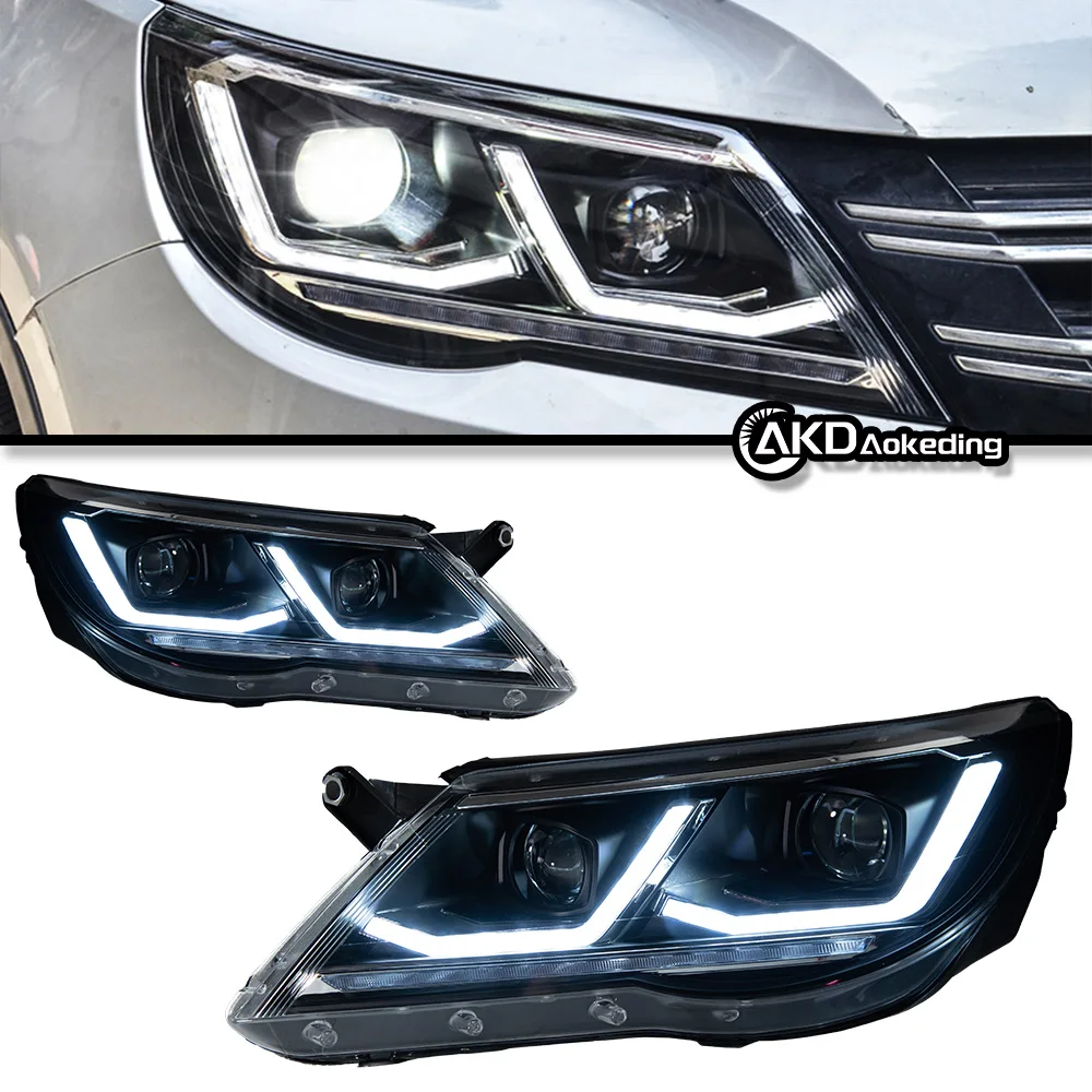 Car Lights For Tiguan 2009-2012 LED Auto Headlights Assembly Upgrade 2021 Design LHD RHD Version DRL Projector Lens Accessories