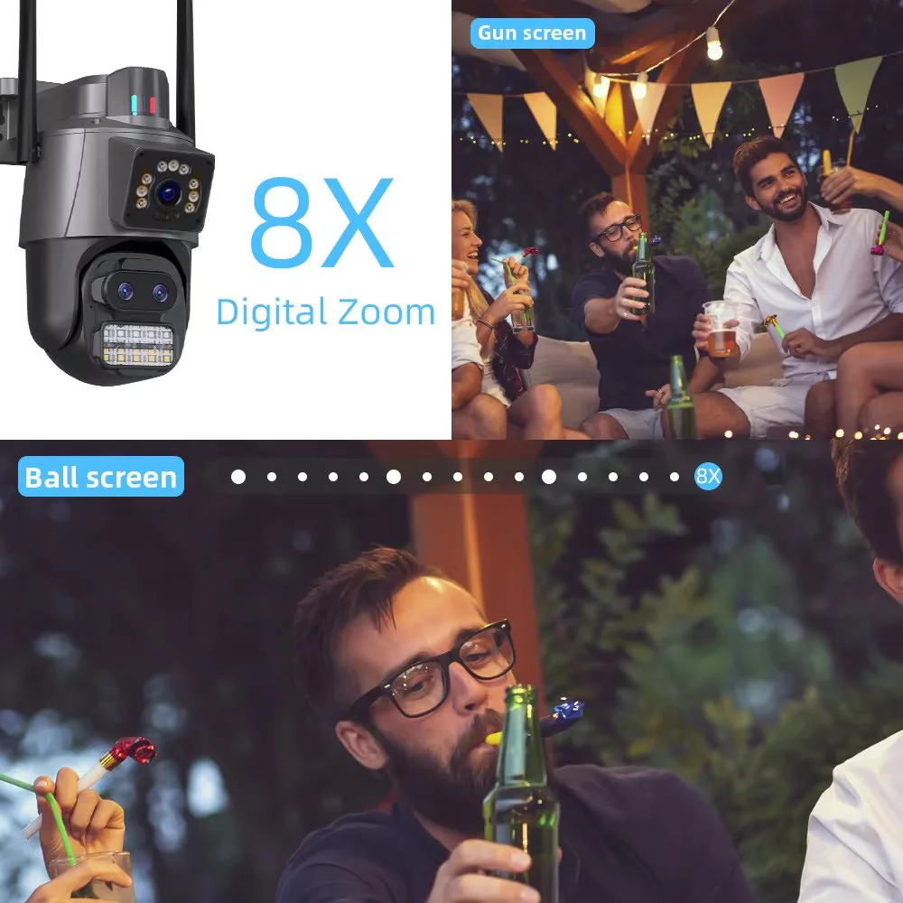 ICsee 9MP Wifi Telecamera Esterna Tre Obiettivi Dual PTZ Telecamera di Sicurezza IP CCTV 4K Telecamera di Rete Wireless Protezione di Sicurezza