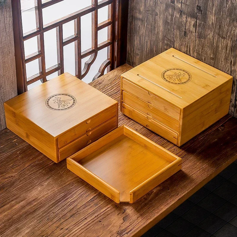 

Bamboo Box Tea Cake Storage Box Tea Organizer TeaCeremony Accessories TeaTray Drawer Organizer Storage Bin Bamboo Cabinet