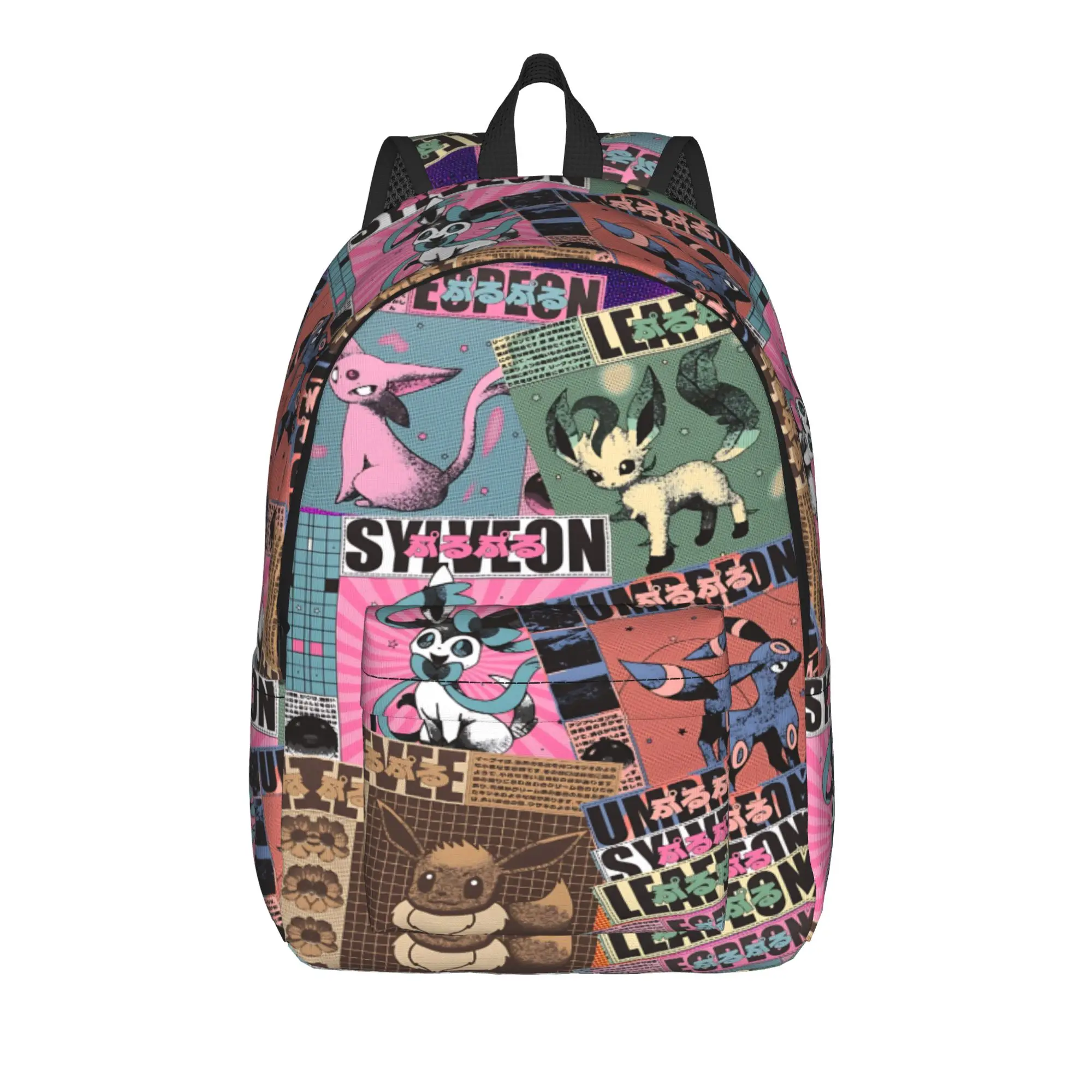 Fashion Pokemon Theme Eeveelution Collage Backpack  Mochilas Daily Outdoor Retro Washable Rucksack