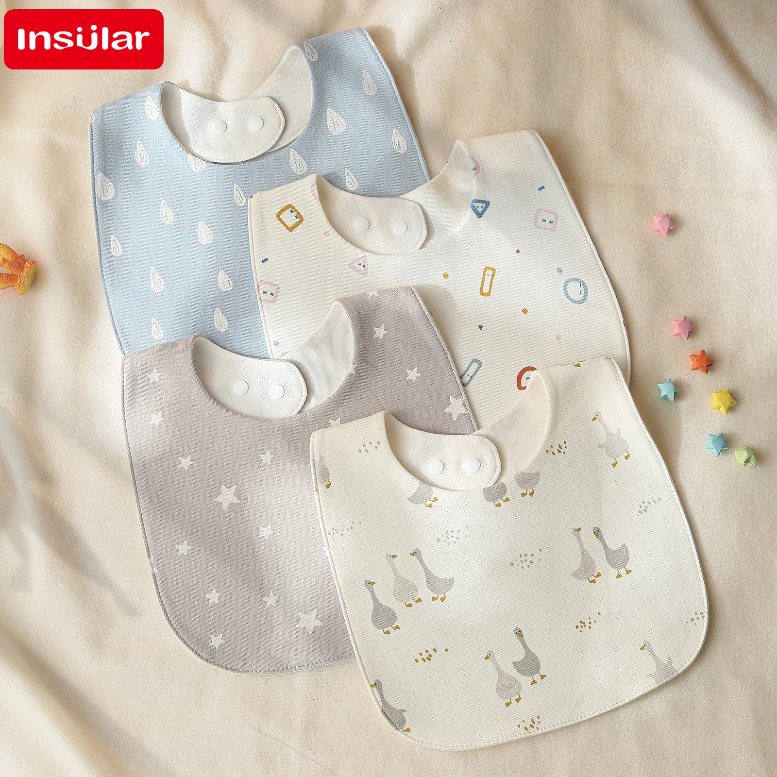 Adjustable Snap Cotton Soft Baby Drool Bib Burp Cloths Bandana Scarf for Newborn Infant Kids Boys Girls Feeding Saliva Towel