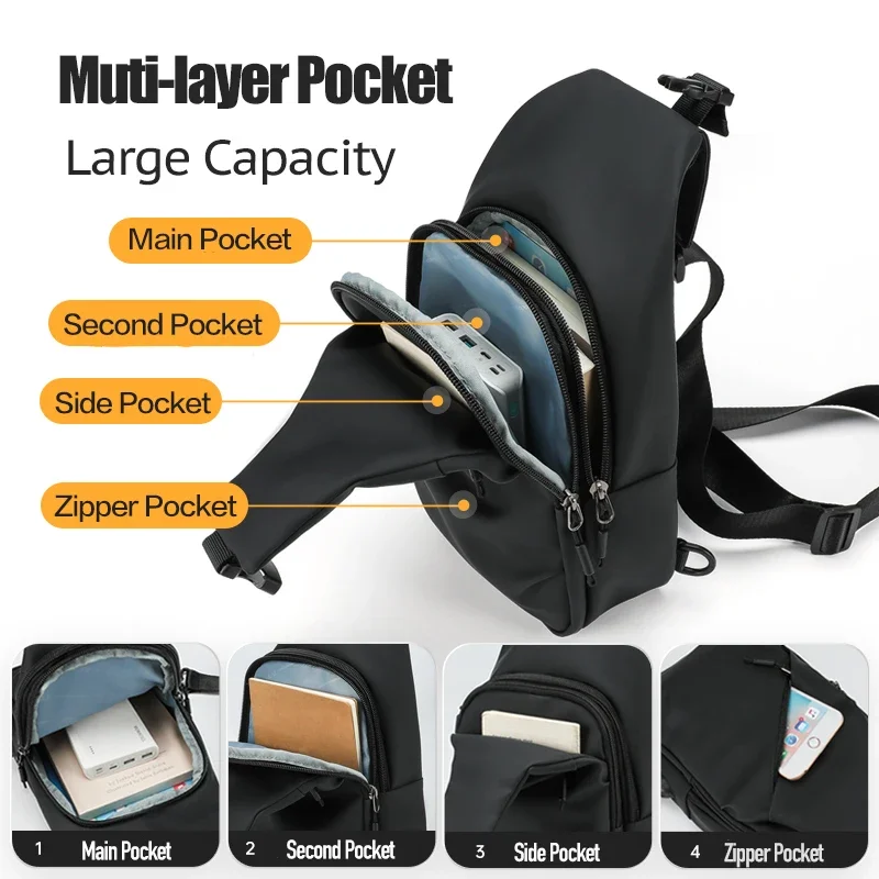 Men’s Chest Bag Waterproof Brand Crossbody Bags Fancy High-quality Sling Pack Fashion Single Shoulder Pack Male Backpack Travel