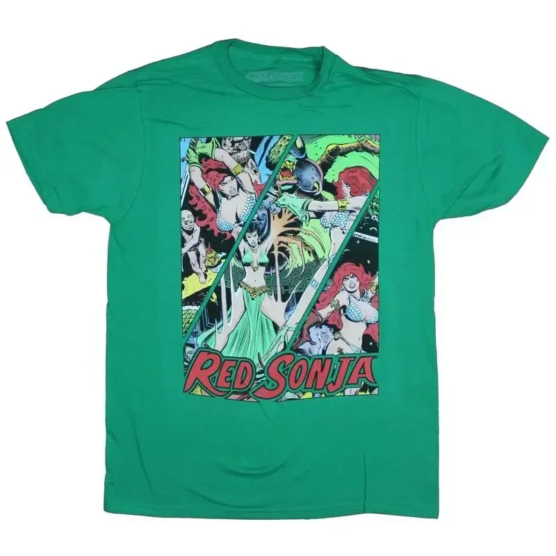 Red Sonja Adult New T Shirt Action Filled Battle Comic Panels
