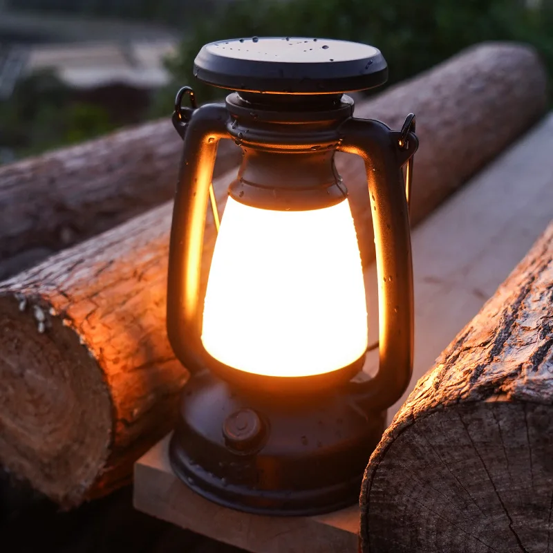 

Outdoor Retro Solar Portable Camping Light Kerosene Lamp Charging Table Lamps Decorative Atmosphere Lights Emergency Light