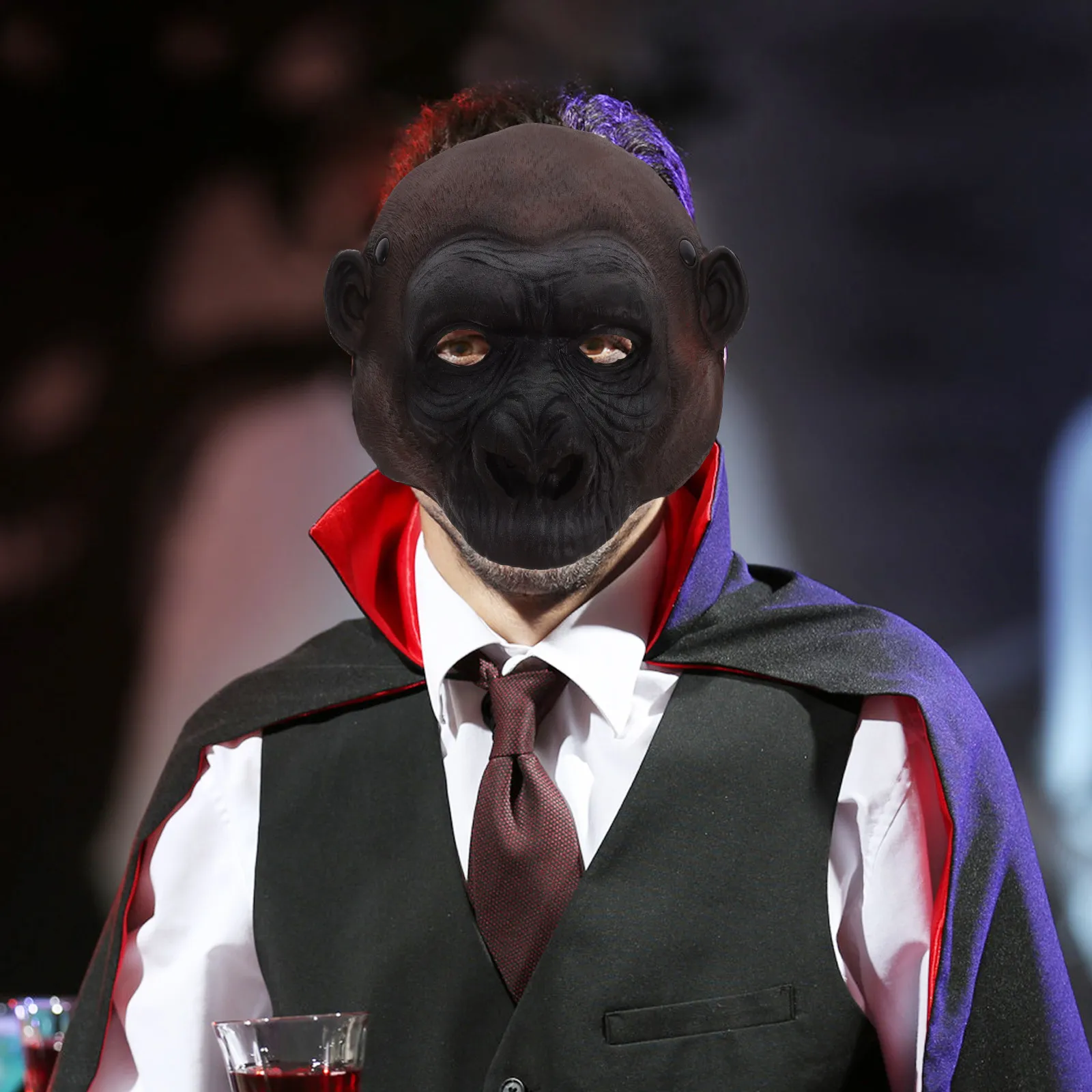 Halloween Gorilla Mask Safe PU Material Scary Costume Accessory for Party Cosplay Halloween Animal Design Mask