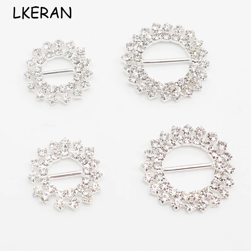 5pcs Round Sun Flower Silver Crystal Rhinestone Buckle Damond Buckle Wedding Supplies For Gift Box Ribbon Packaging Decoration