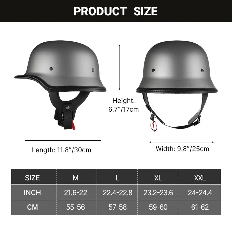 Half Face Helmet Fiberglass Motorcycle Helmets German WW2 Helmet Fiber Glass DOT Approved FRP Shell Safety Cap for Men Women