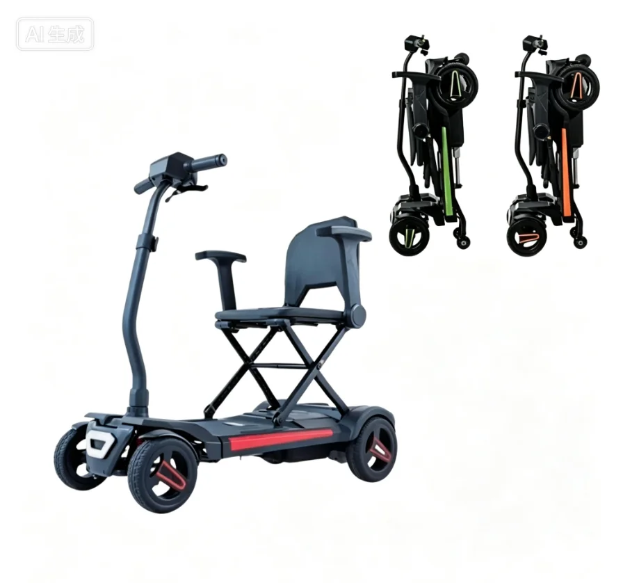 MN347 Travel Automatic Folding Light Magnesium Alloy Four-wheel Scooter 15 Kilometers Battery Life 120 Kg Load-bearing