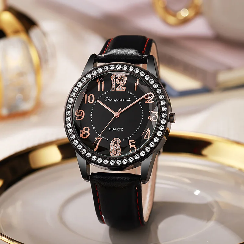 New Fashion Luxury Woman Crystal Leather Watch Women Wristwatches Students Casual Quartz Watches For Gifts Reloj Mujer Hot Clock