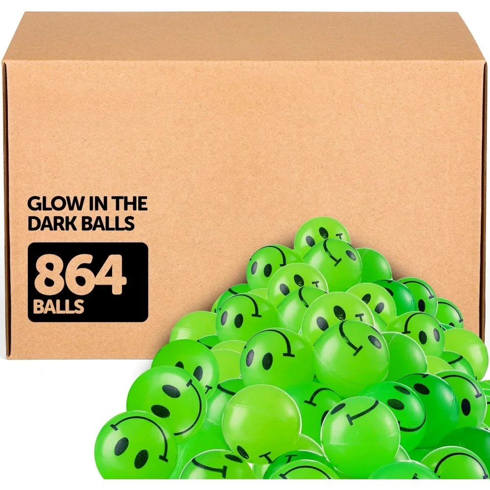 

Bulk Bouncy Balls Glow in The Dark (1inch / 27mm) Diameter, High Bouncing, Small Rubber Smile Face Bouncing Balls for Kids