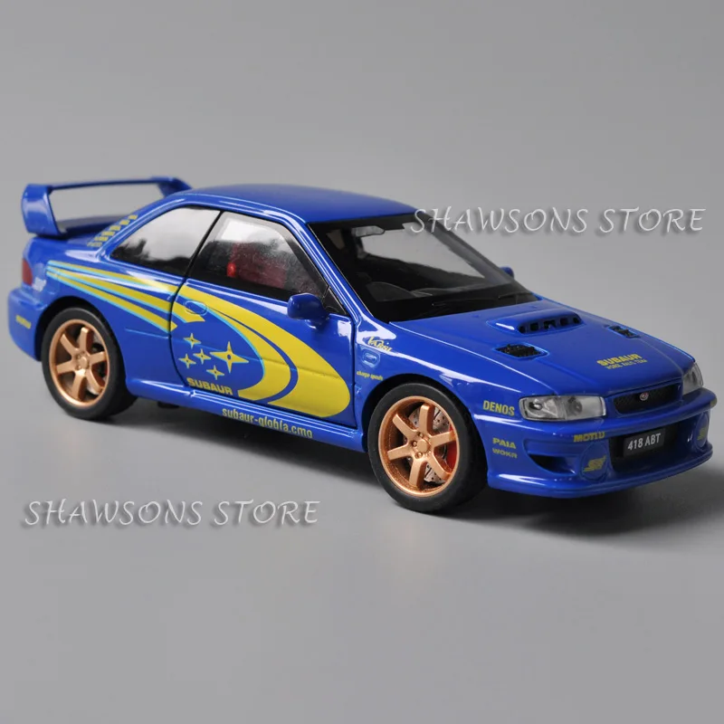 

Литая под давлением модель гоночного автомобиля в масштабе 1:32, игрушечная миниатюрная копия Subaru WRX с откатным механизмом со звуком и светом