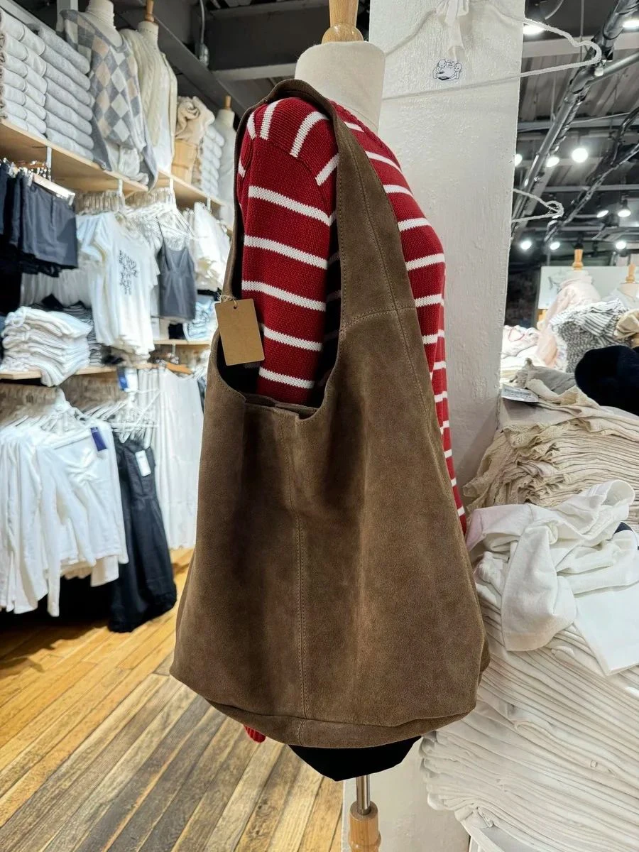 

Khaki Faux Suede Shoulder Bag Women Autumn Winter New Large Capacity Bags+Small Bag Vintage Streetwear Casual Pillow Bags Y2k