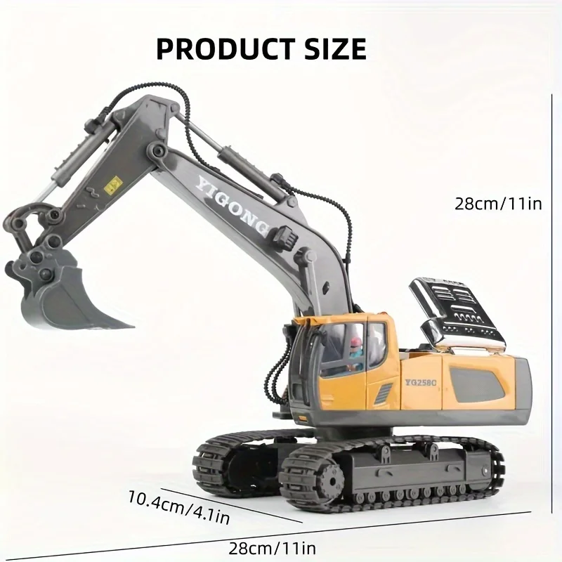 Remote control excavator toys, construction toys with metal shovels, lighting, various simulated sound effects, 2.4GHz 680 degre