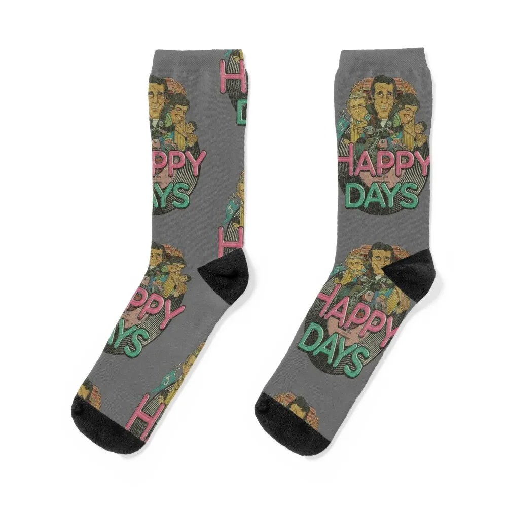 Happy Days Socks anime with print short Socks For Men Women's